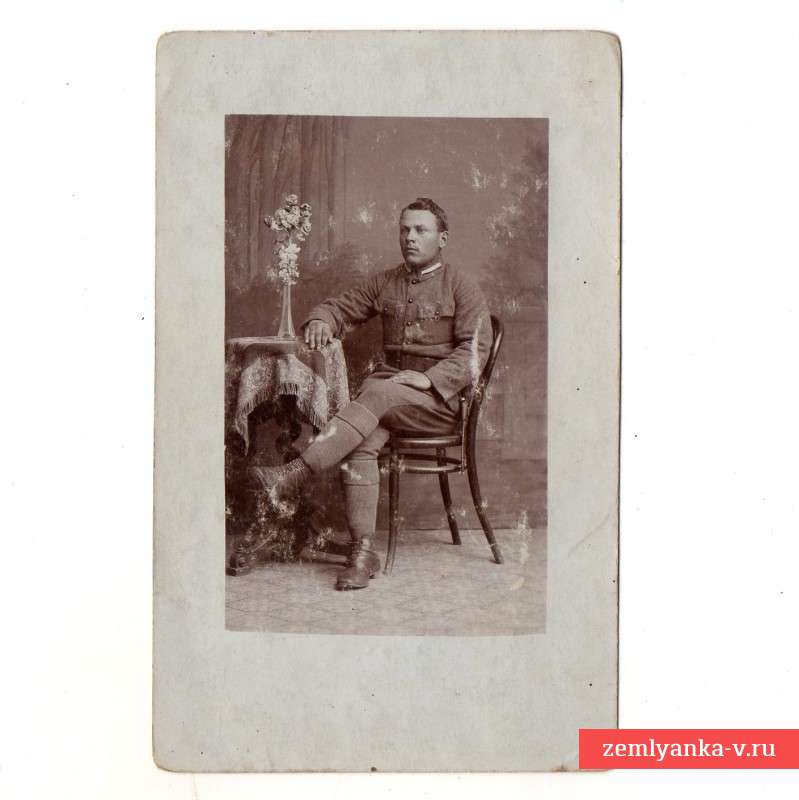 Photo of the Austro-Hungarian soldier with a bayonet to the rifle Mannlicher M