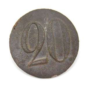 Button regimental with number "20"