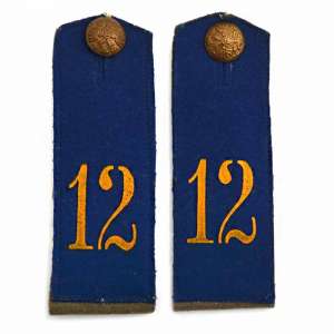 A pair of shoulder straps privates of the 12th infantry Velikolutsky regiment 1909 arr.