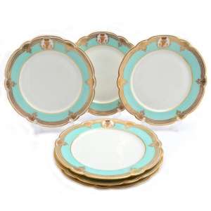 Set of 6 table plates with baronial monogram