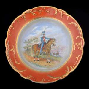 Decorative plate with image of an officer Volyn Uhlan regiment of 1812 period