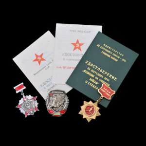Lot of badges and documents of General of the army of the GDR