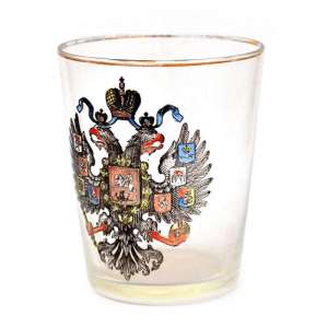 Glass stack with the image of the Russian double-headed eagle 