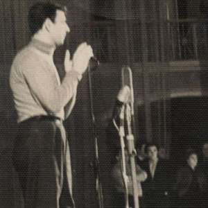 Two photo Yves Montand during a speech