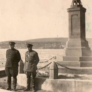 Photo of General of the army F. I. Tolbukhin on the banks of. the lake Balaton