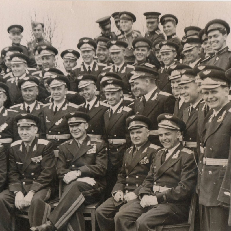 Photo of twice Hero of the USSR V. Kokkinaki at the anniversary of the Borisoglebsk flight school
