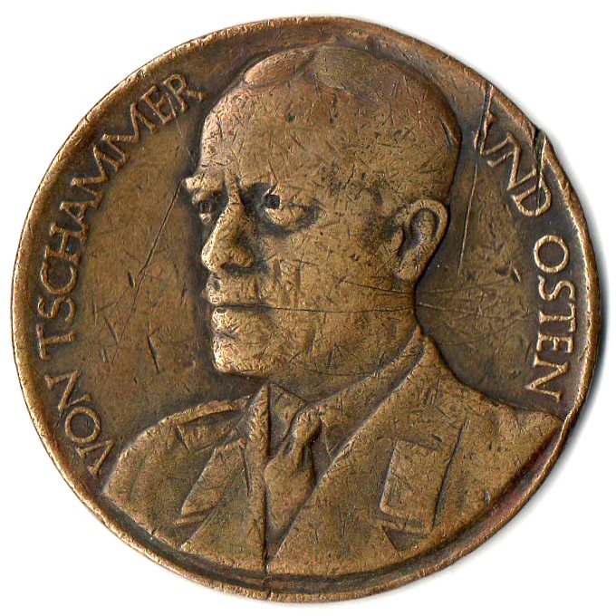 Table medal with a portrait of sporttourer Hans von Camera and Austen