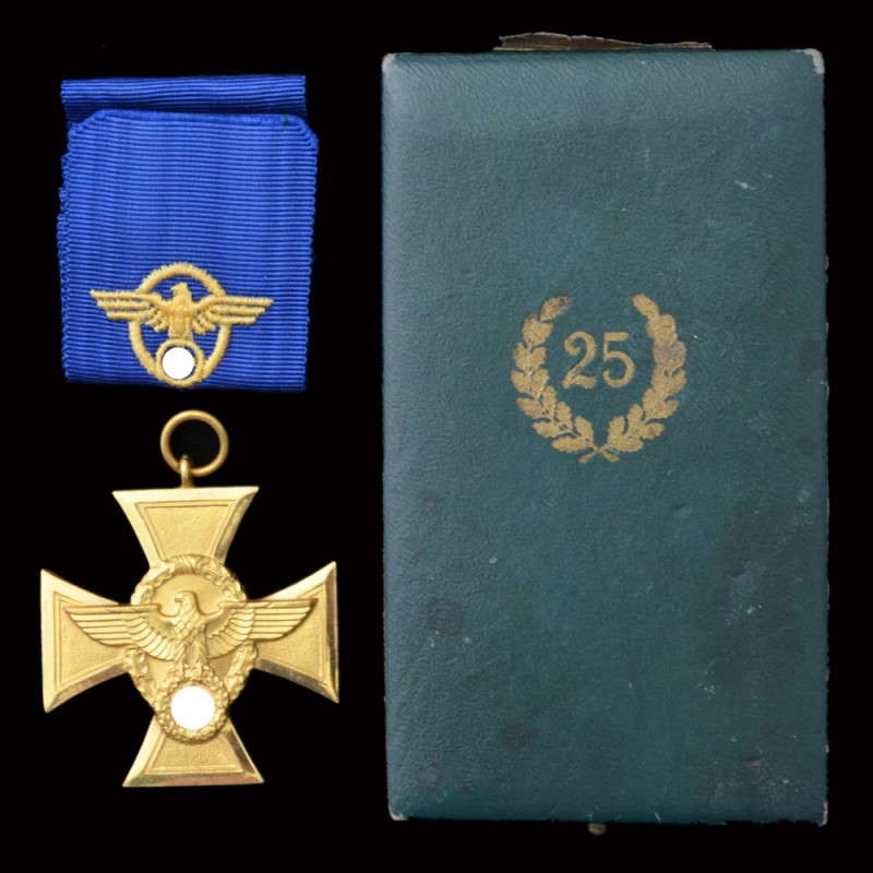 Cross for 25 years of service in the police, in box