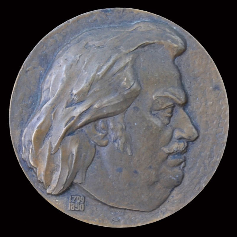 Table medal "175 years since the birth of Honore de Balzac"