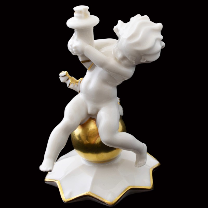 Porcelain sculpture "Putto on a globe"