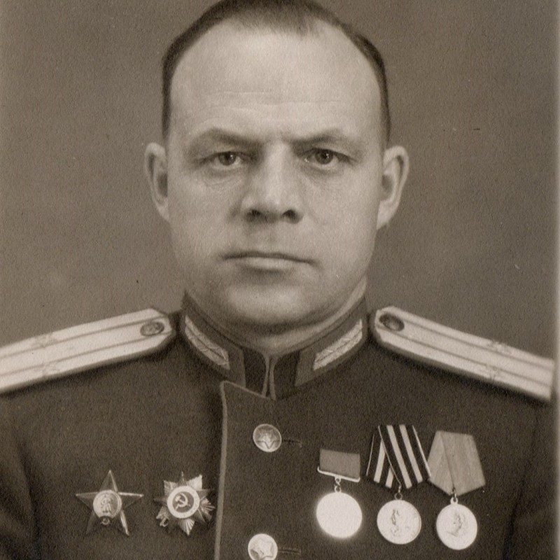 Photo of the Colonel of the red army with military awards