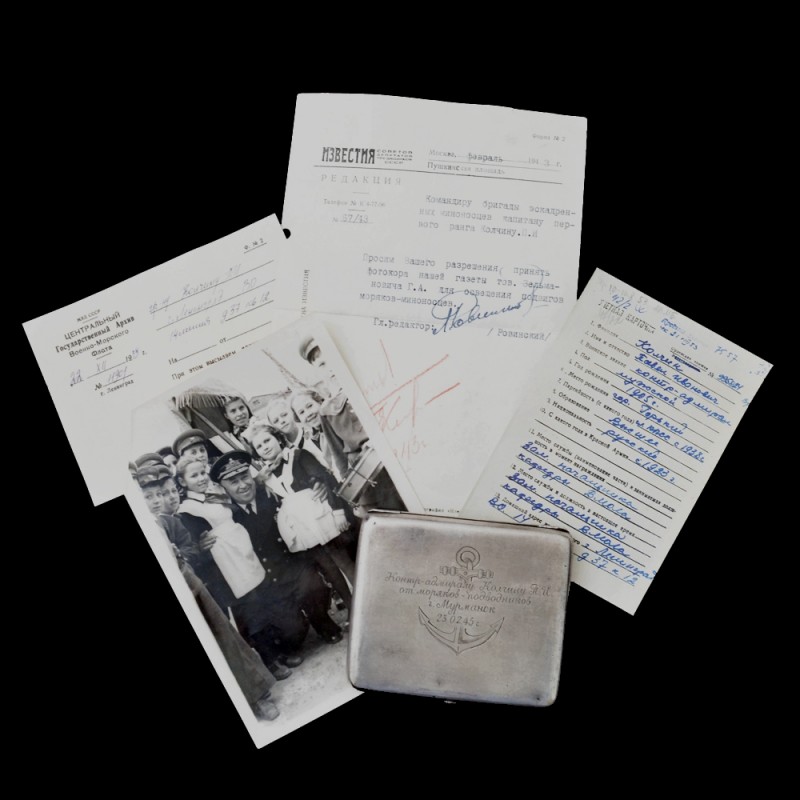 Cigarette case and lot of papers of rear Admiral Kolchin P. I.