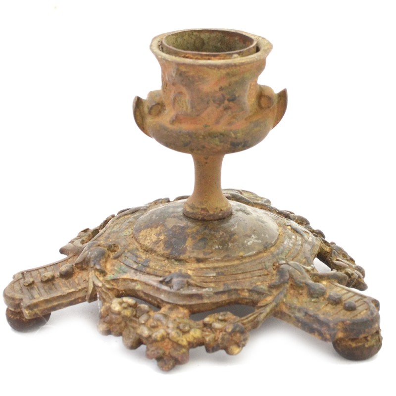 Small bronze candle holder
