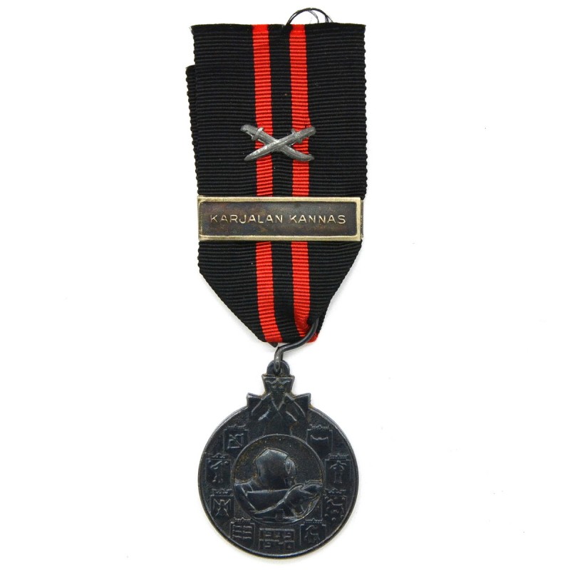 Medal Finnish war of 1939-1940, with bar "Karjalan Kannas" and swords.