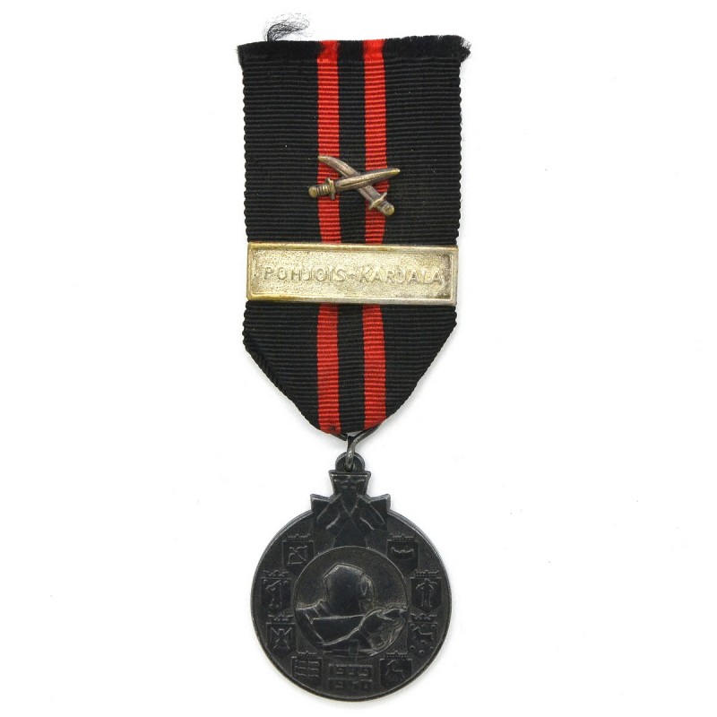 Medal Finnish war of 1939-1940, with strap "Pohjois-Karjala" and swords.