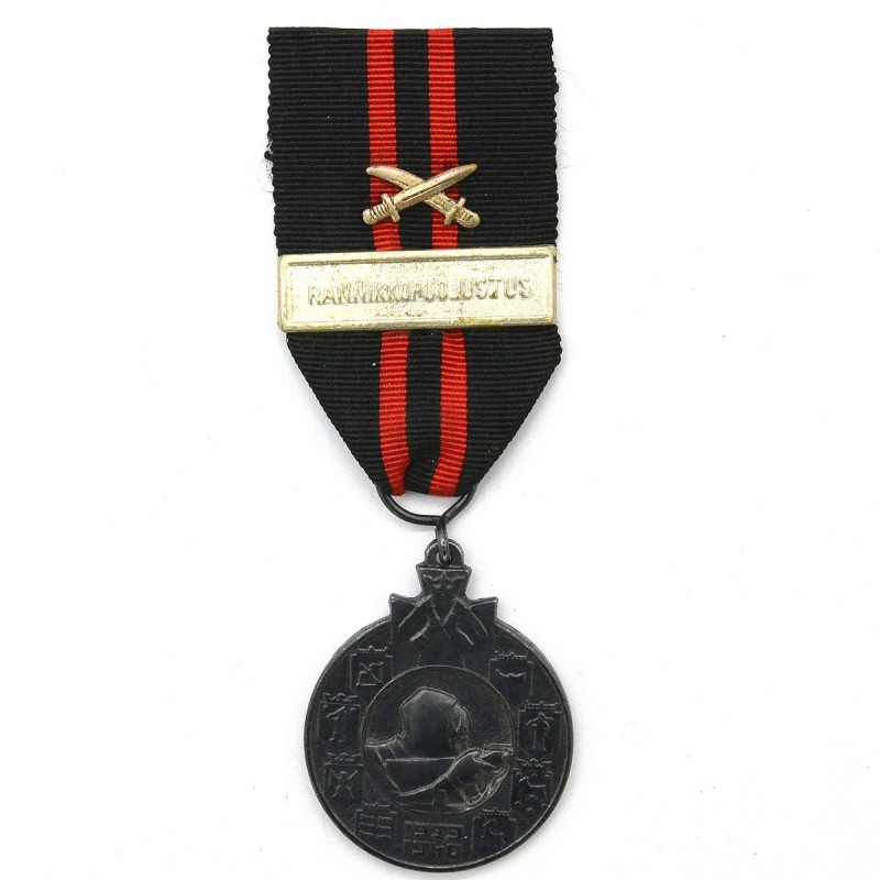 Medal Finnish war of 1939-1940, with strap "Rannikkopuolustus" and swords.