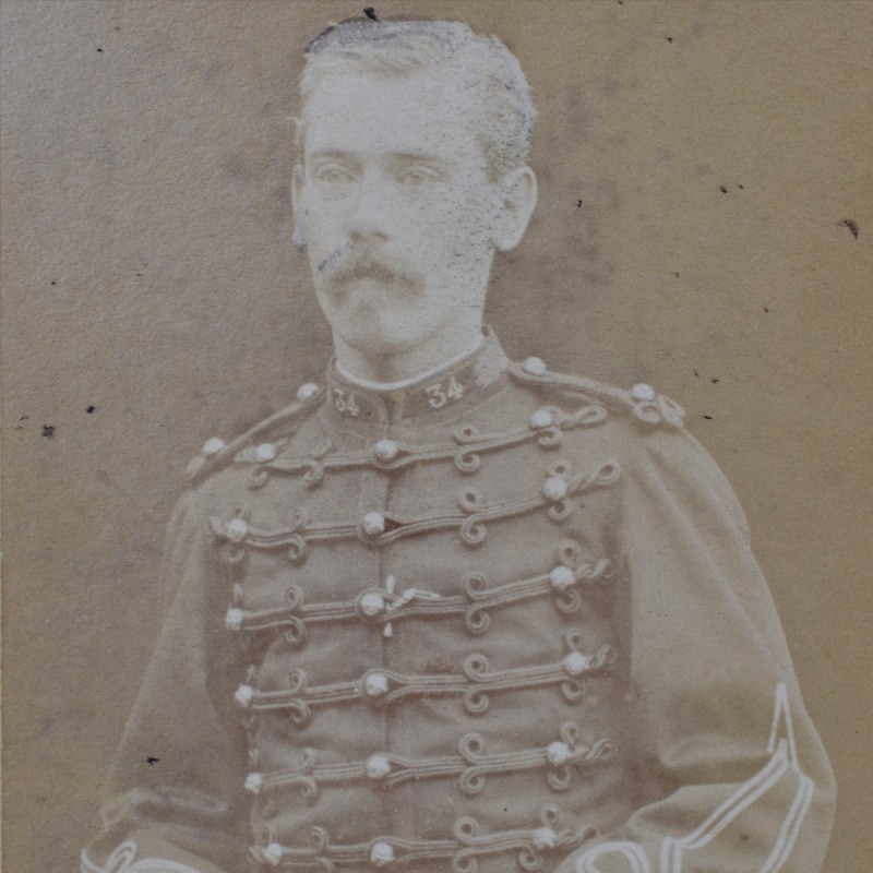 Photo of French cavalry officer of the 34th regiment with the sword of a sample of 1822