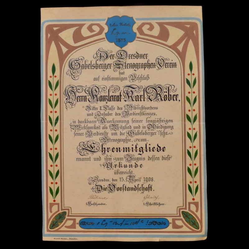Document of the German Union of stenographers, 1908