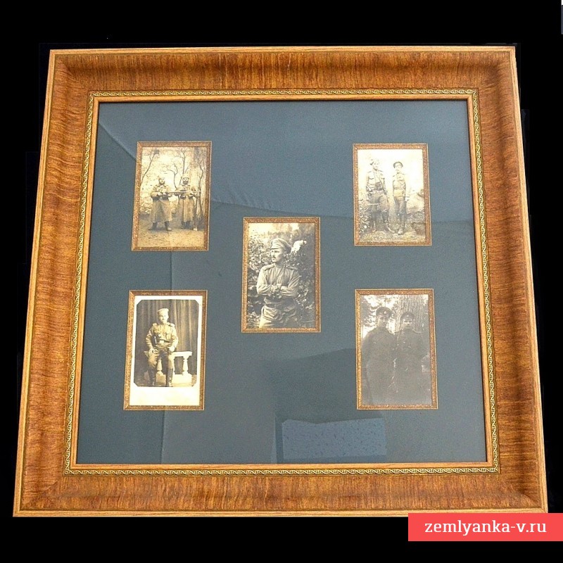 Frame with authentic photos of soldiers and officers of RIA with binoculars