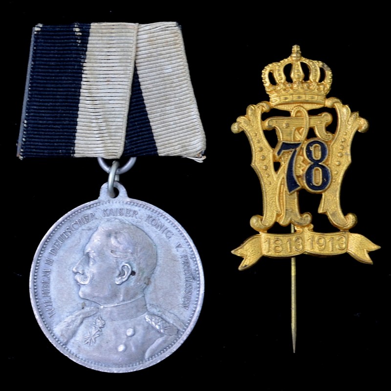 Regimental badge and medal in memory of the 100th anniversary of the infantry regiment No. 78