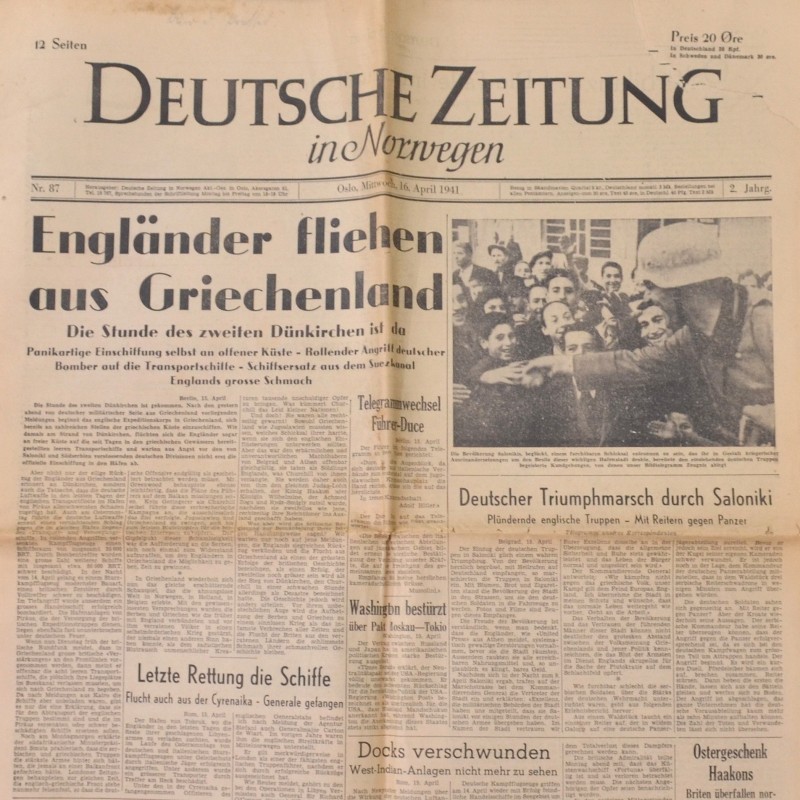 The newspaper "Deutsche Zeitung" for Norway, 1941