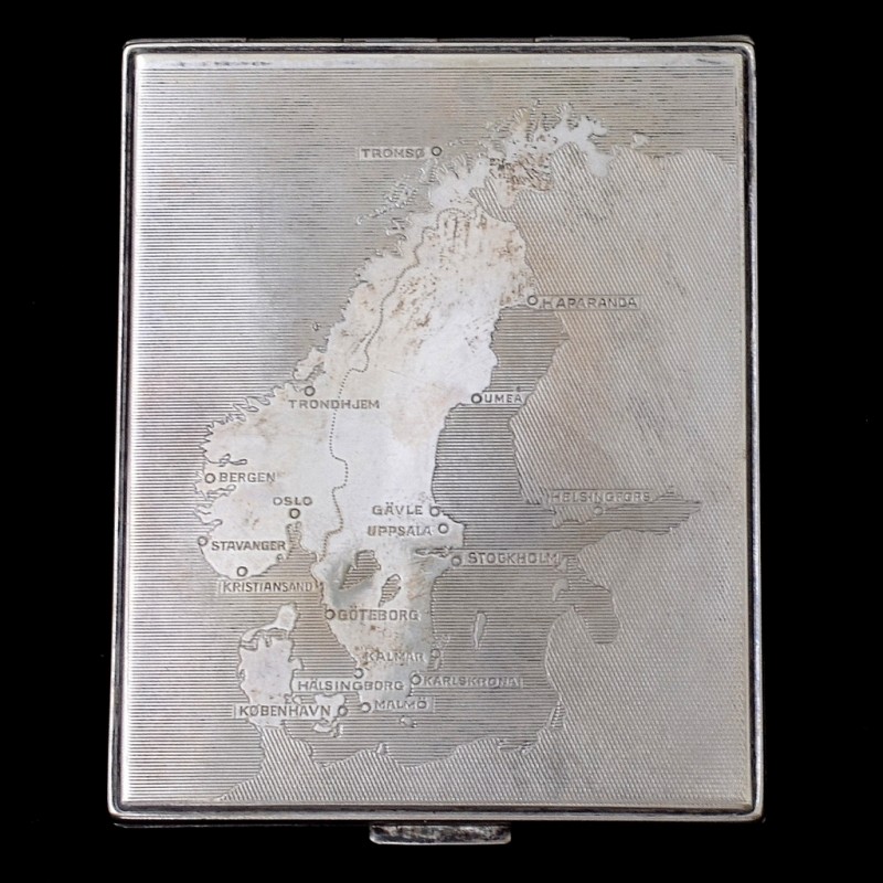 German cigarette case from the "Map of Europe" Scandinavia