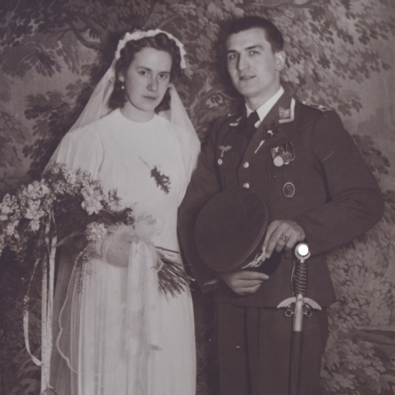 Great wedding photo NCO Luftwaffe officer with sword