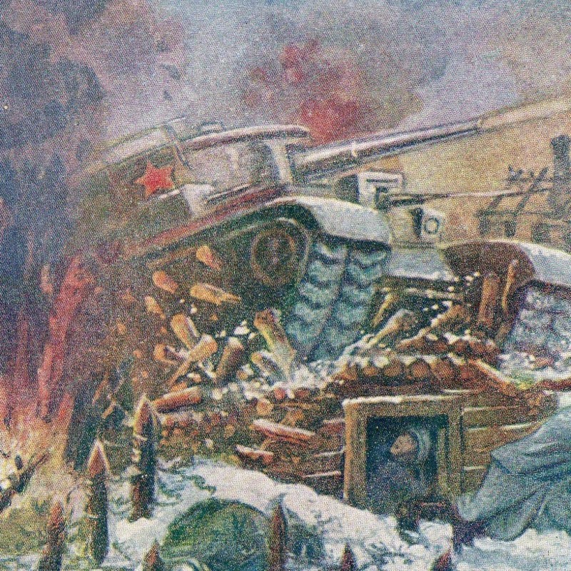 Postcard "KV destroying enemy BUNKER", 1943