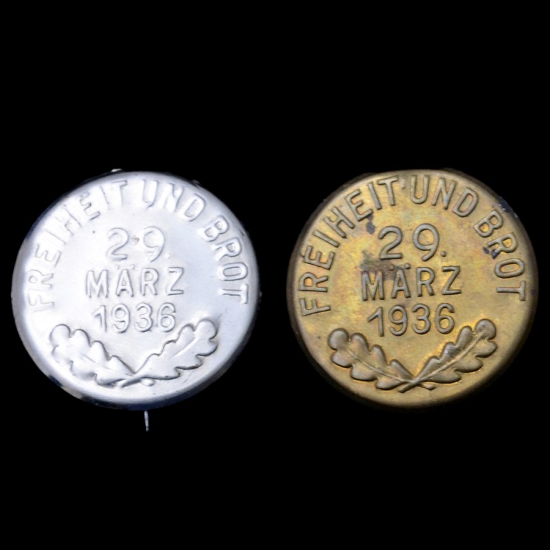 A couple of campaign badges of the elections to the Reichstag in March, 1936