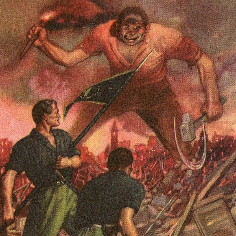 Postcard Italian "Fight against Bolshevism", 1937