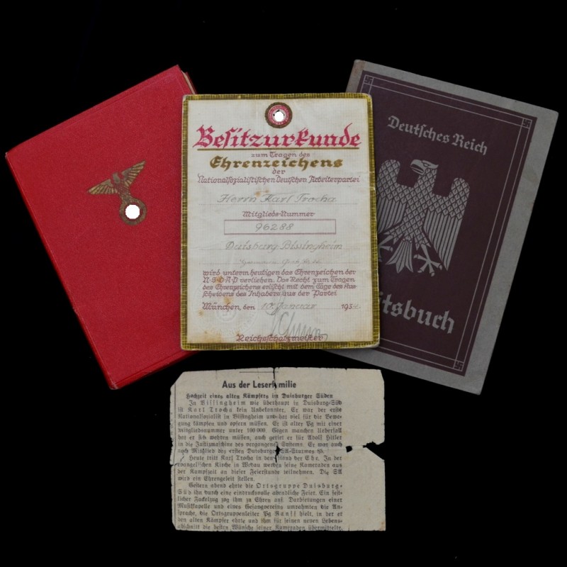 Lot of documents on the German Golden party NSDAP sign, 1934