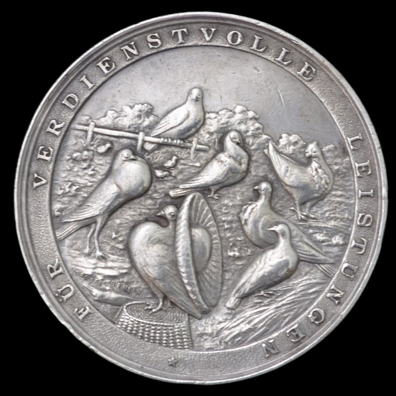 Silver medal for successes in breeding pigeons, 1913