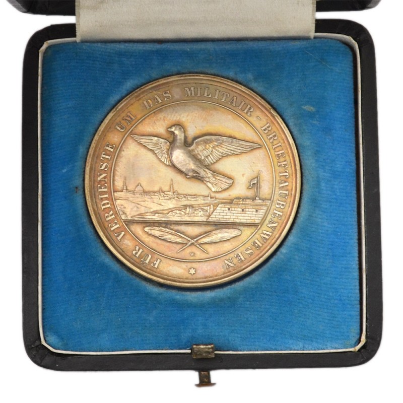 Medal "Military pigeon mail", silver, in box
