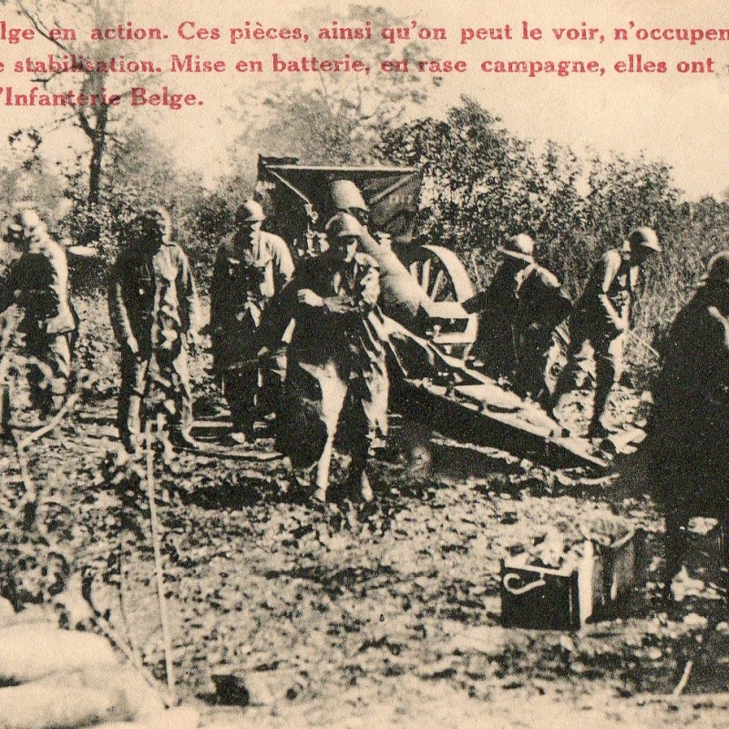 French postcard, "the Belgian artillery in action"