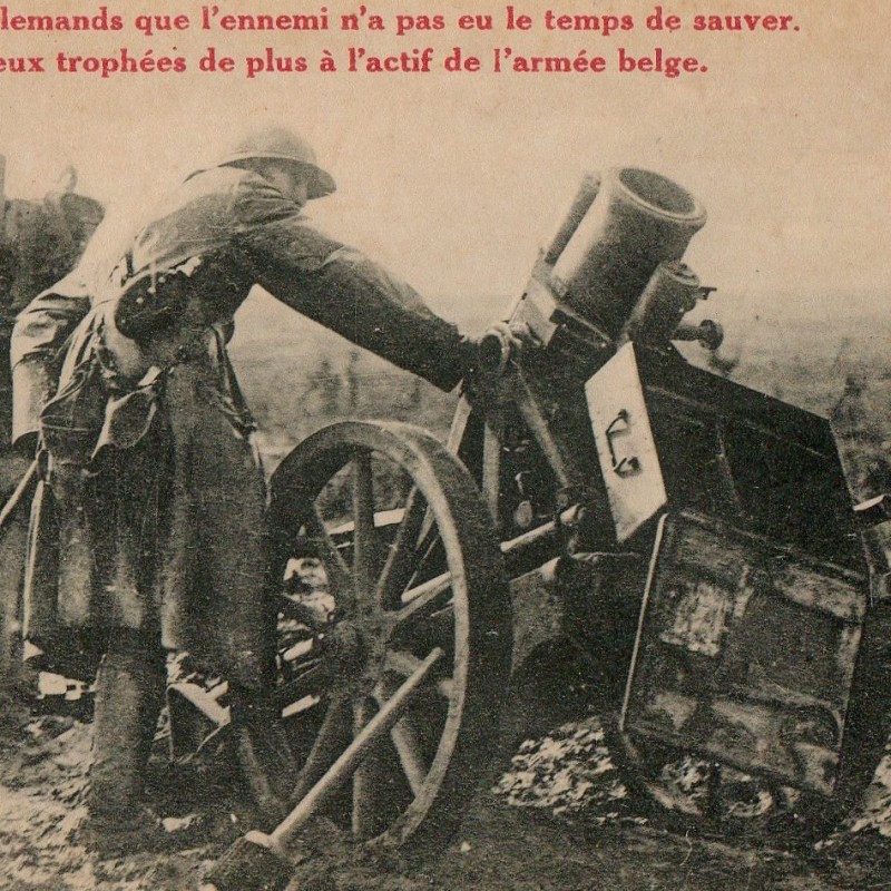 French postcard "Two German mortars, which the enemy had no time to save"