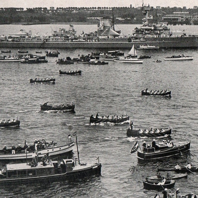 Postcard from the series "Adolf Hitler", "the Visit of the fleet in Kiel"