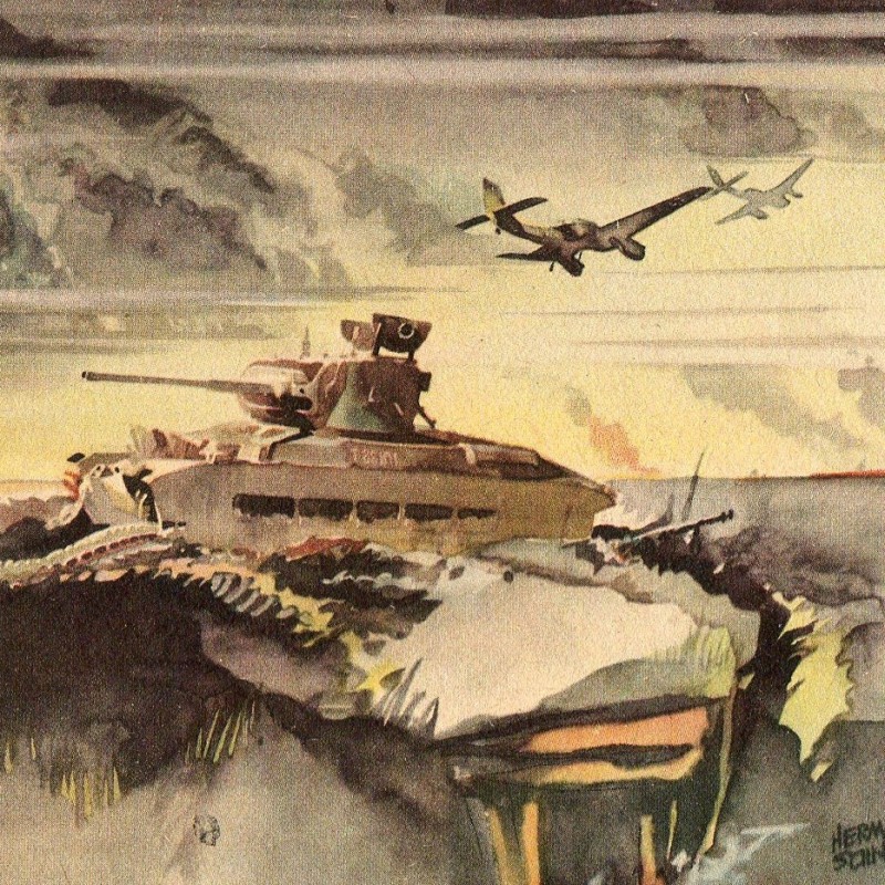 Postcard "Tank" Mark II "near Panevo", Schneider