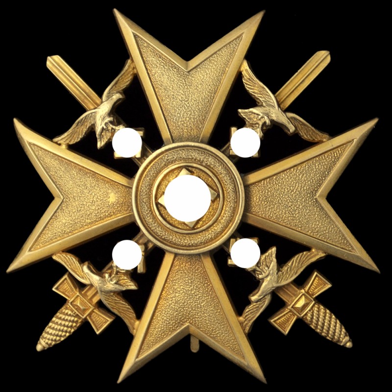 Spanish cross with swords in gold, owned by knight's cross holder E. Heiner