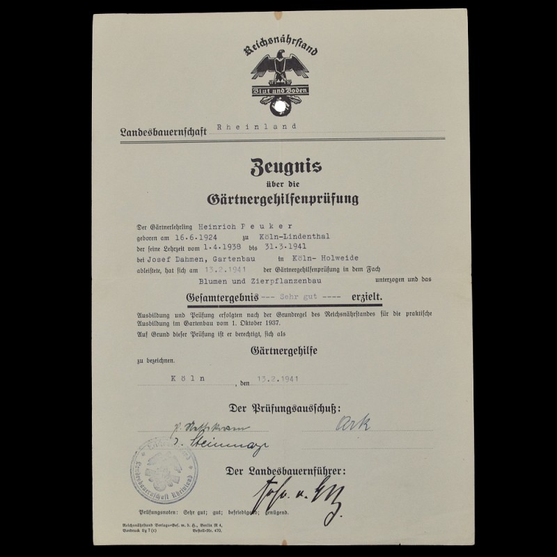Document of the organization "Blood and Earth" with the signature of an SS officer