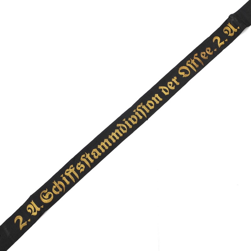 Ribbon on the cap of a sailor of the 2nd Consolidated Artillery Division of the Baltic Sea