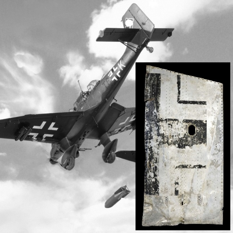 Fragment of the wing of the German Ju-87D-1 Stuka, which was lost in 1942