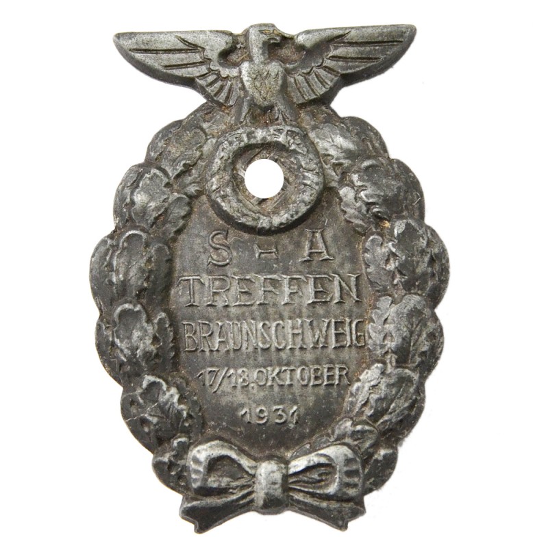 Commemorative badge of the participant of the NSDAP congress in Braunschweig on October 17-18, 1931, zinc