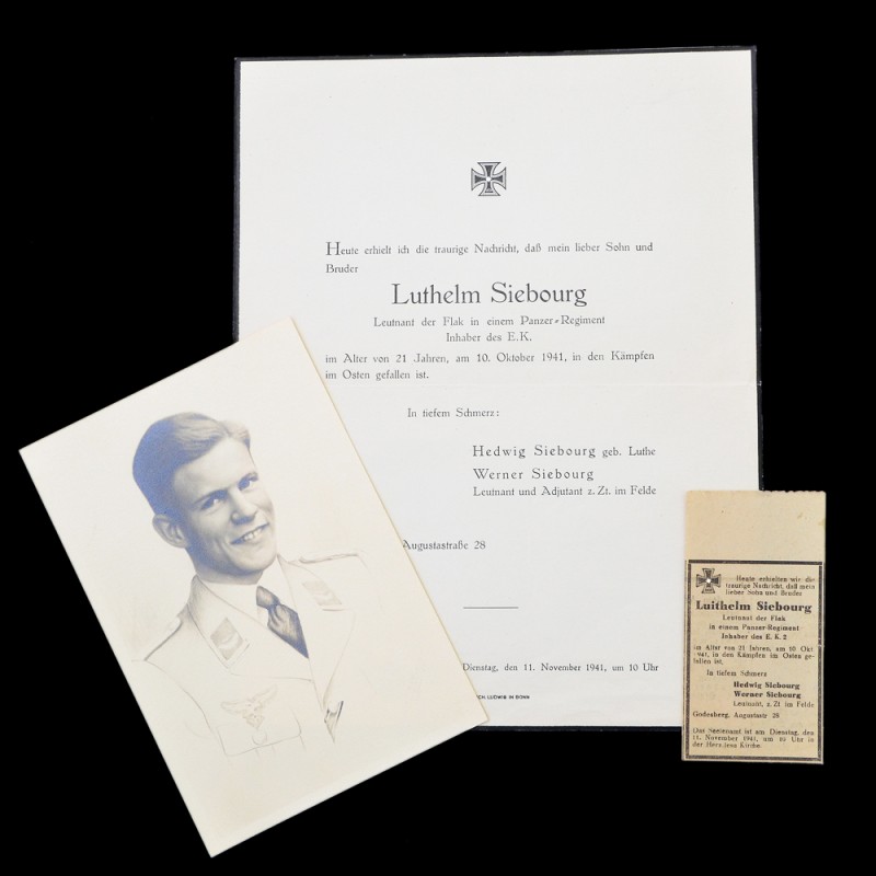 Funeral documents and photos of a Luftwaffe anti-aircraft artillery lieutenant