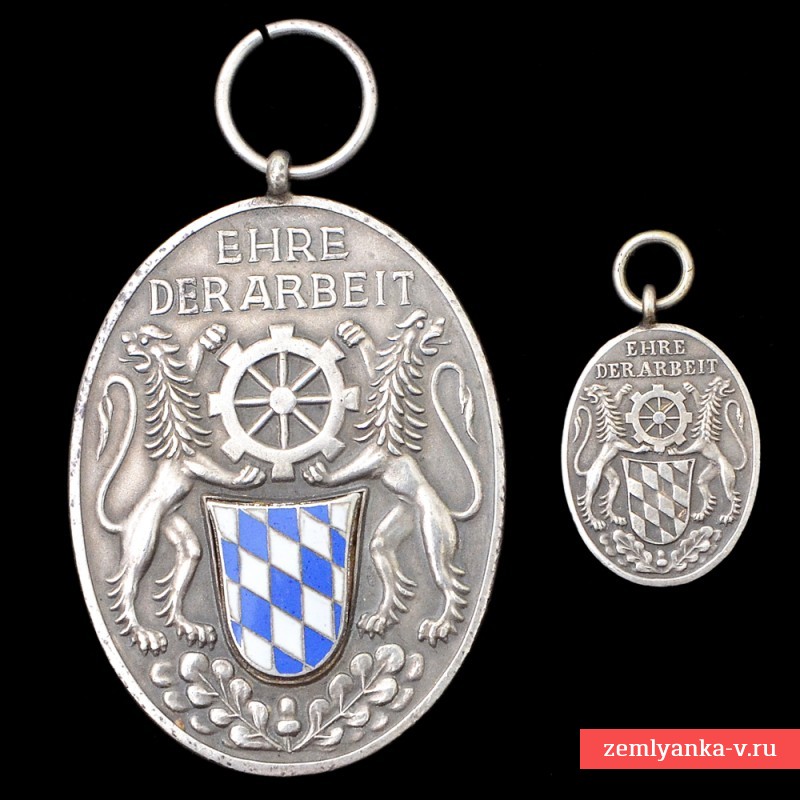 Medal with miniature for 25 years of service in the Bavarian Industrial Union