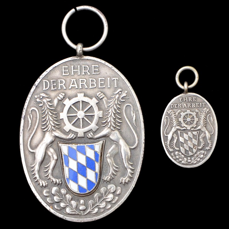 Medal with miniature for 25 years of service in the Bavarian Industrial Union