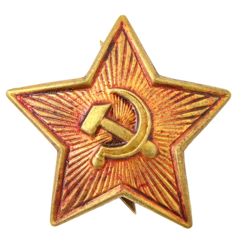 Tin star on the cap or earflaps of the rank and file of the Red Army