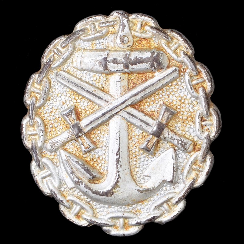 Naval badge "For injury" of the 1918 model, degree in silver