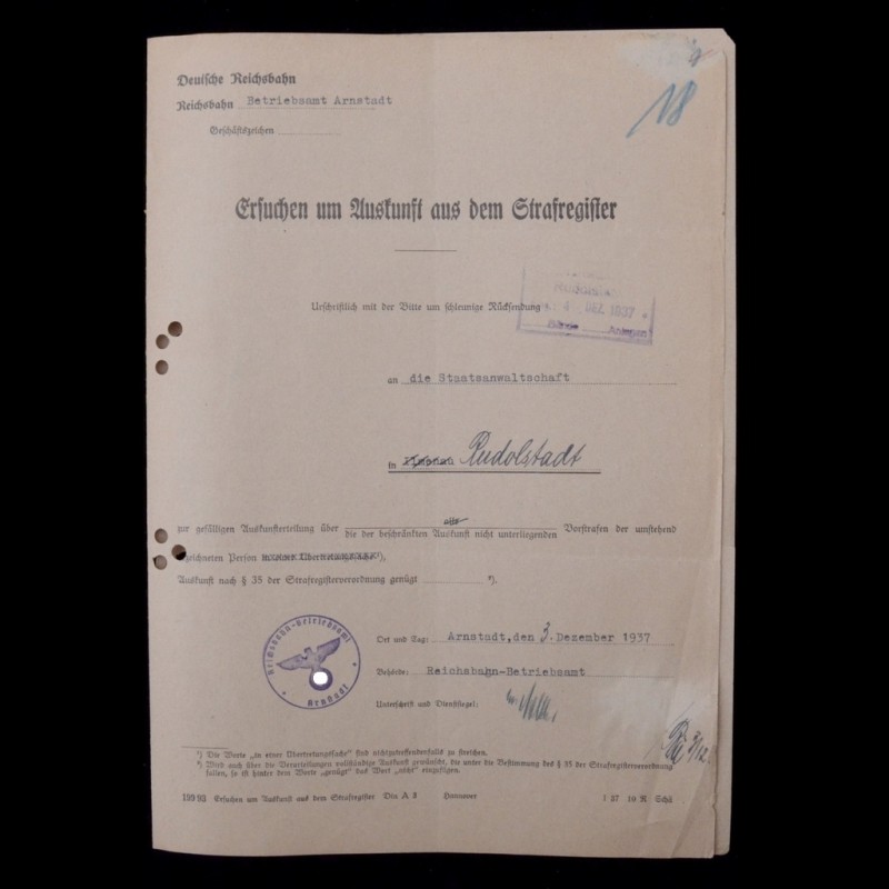 Certificate of no criminal record, 1937