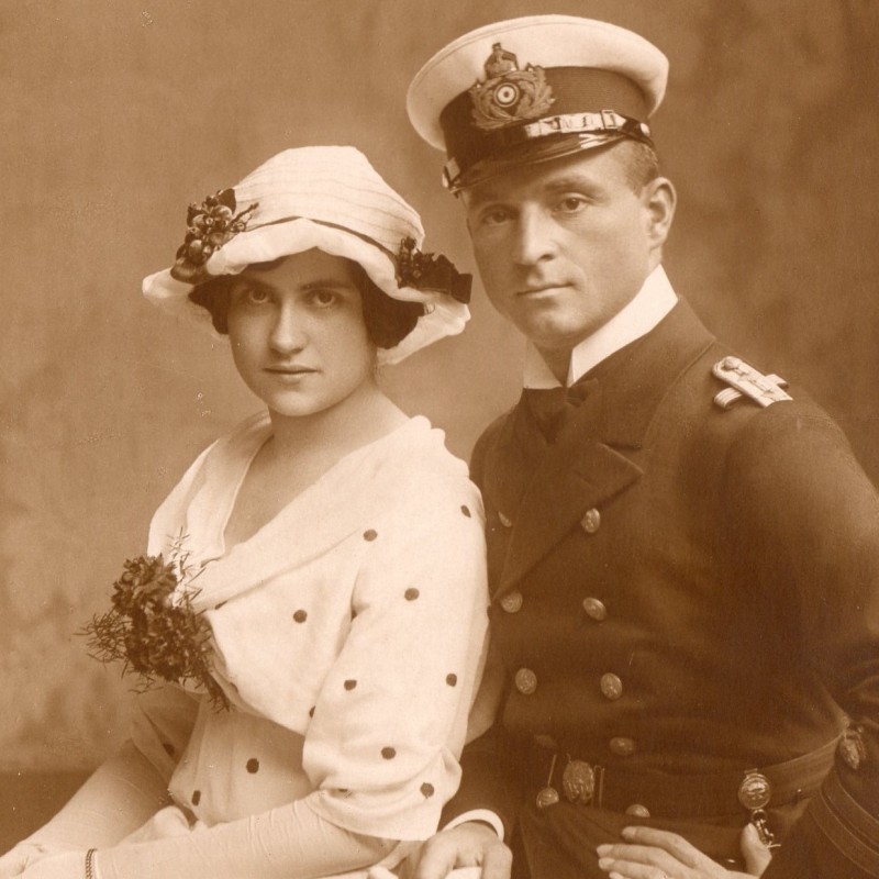 A limited-edition "wedding" photo of the famous German submariner O. von Weddigen