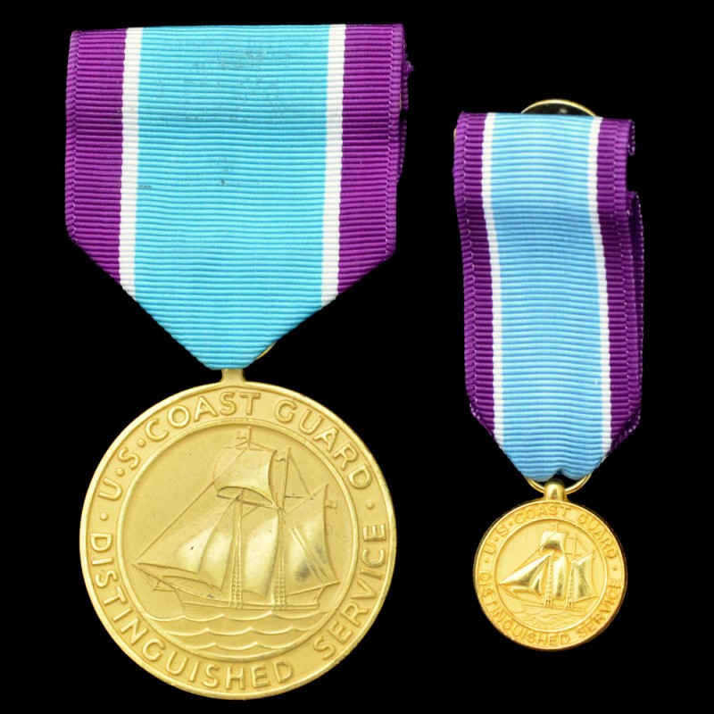 United States Coast Guard Medal "For Outstanding Services" of the 1949 model, with miniature